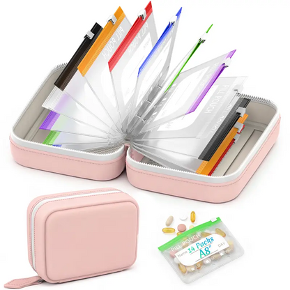 14-Pouch Travel Pill Organizer – Removable Pouches for Pills & Supplements