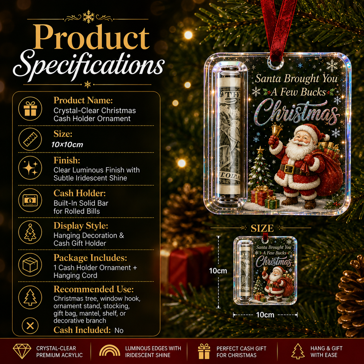 🎄 Christmas Cash Gift Ornament – A Fun Way to Give Cash for Christmas