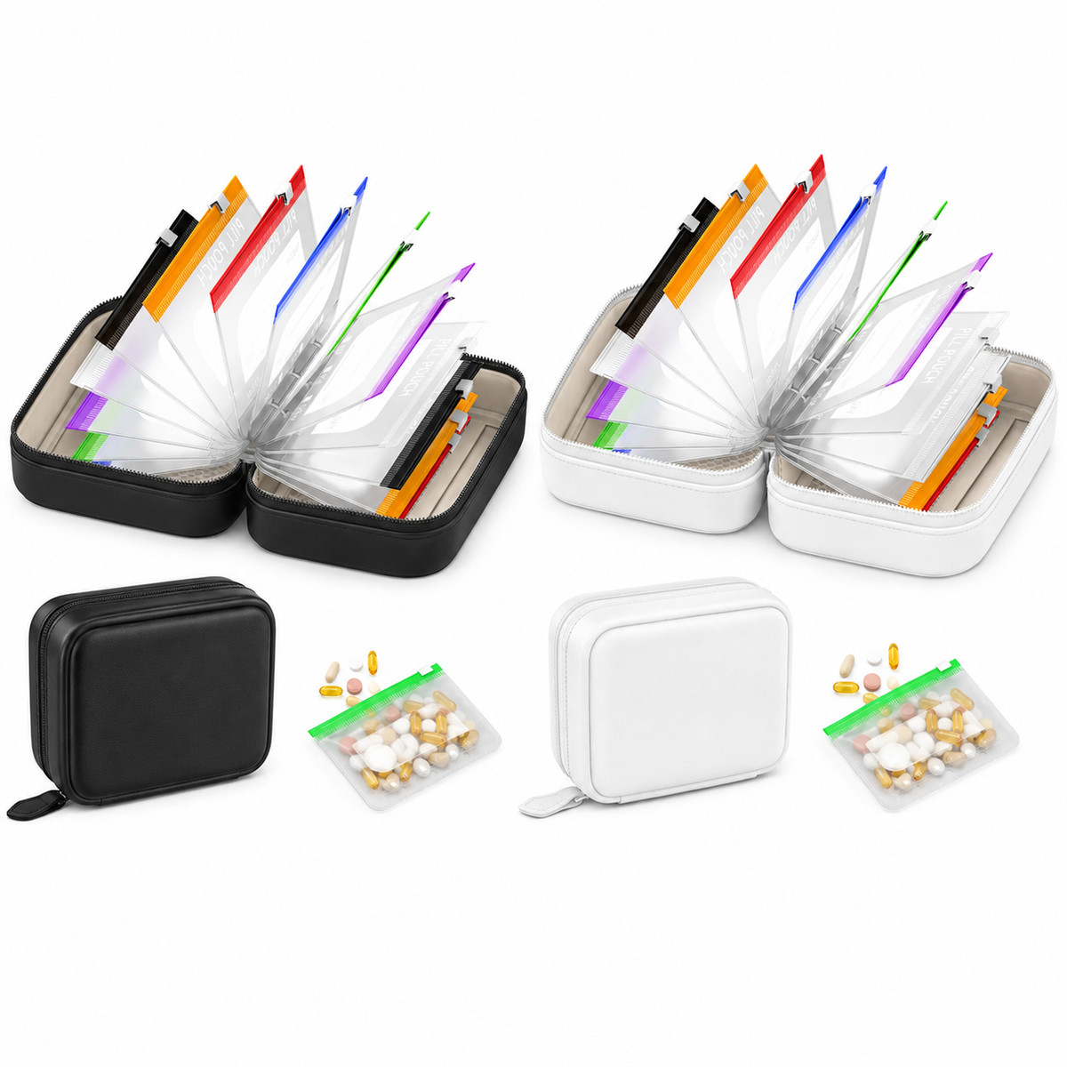 14-Pouch Travel Pill Organizer – Removable Pouches for Pills & Supplements