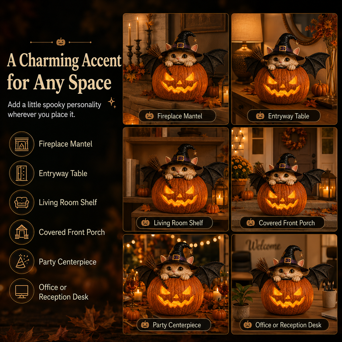 🔥 LIMITED TIME OFFER 🔥 Witch Cat Pumpkin Decoration 50% OFF!!!