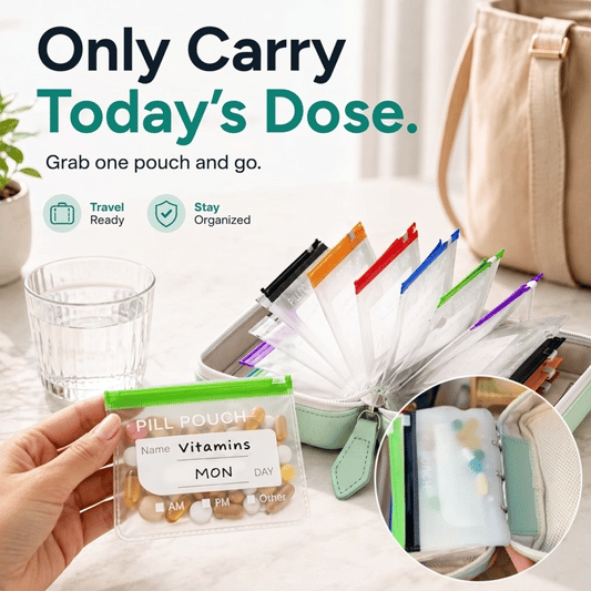 14-Pouch Travel Pill Organizer – Removable Pouches for Pills & Supplements