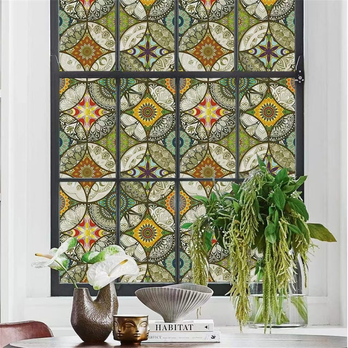Floral Static Cling Window Film – No Glue, Added Privacy & Cut-to-Fit