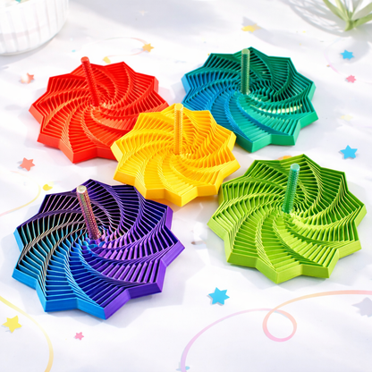 3D Printed Kinetic Spiral Tower – Telescopic Polygon Fidget Toy with Handle | Visual Illusion Decompression Tool