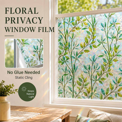 Floral Static Cling Window Film – No Glue, Added Privacy & Cut-to-Fit