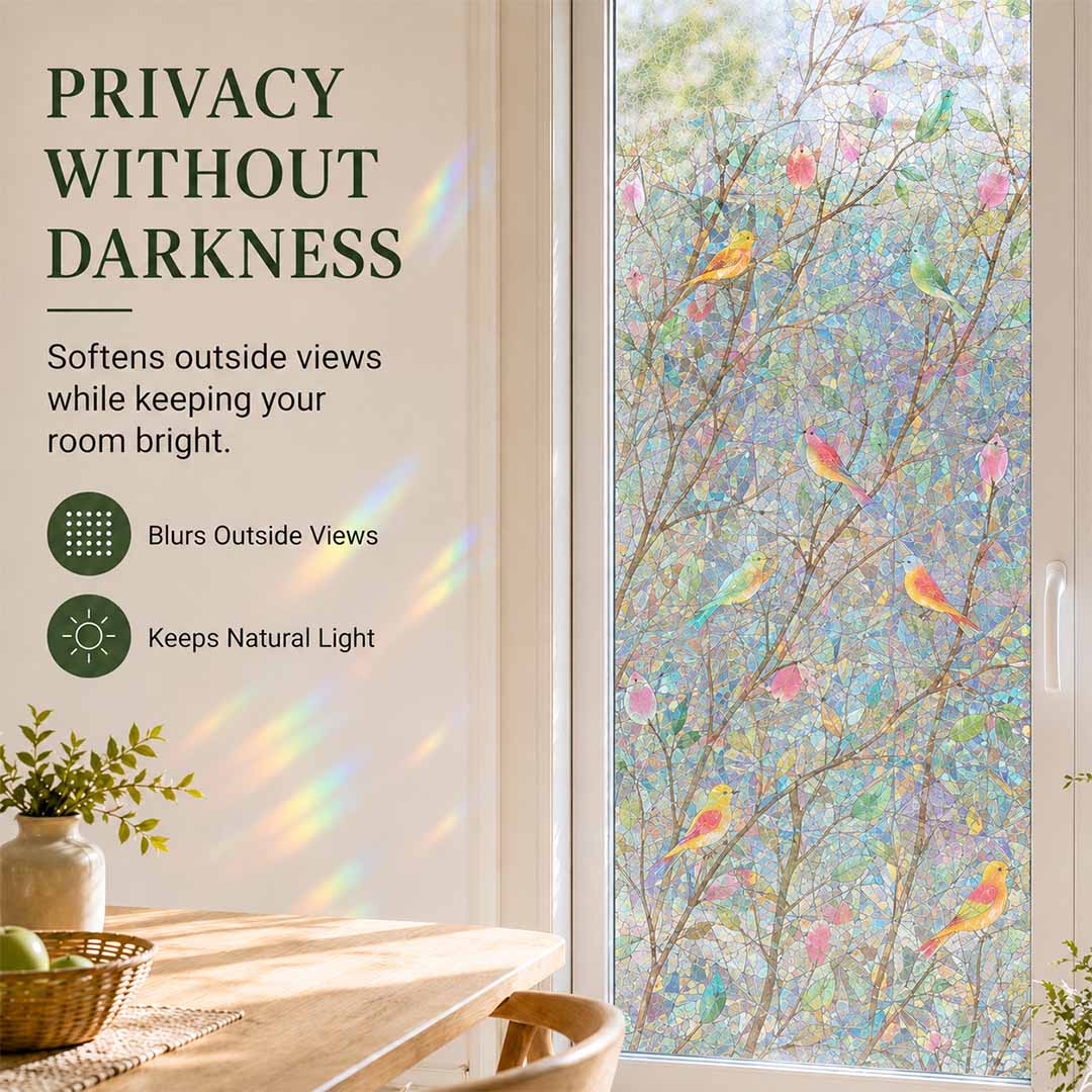 Floral Static Cling Window Film – No Glue, Added Privacy & Cut-to-Fit