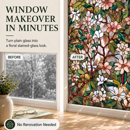 Floral Static Cling Window Film – No Glue, Added Privacy & Cut-to-Fit