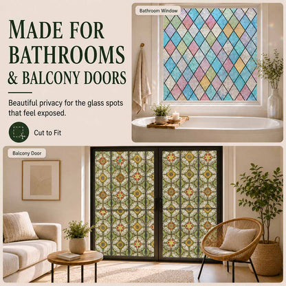 Floral Static Cling Window Film – No Glue, Added Privacy & Cut-to-Fit
