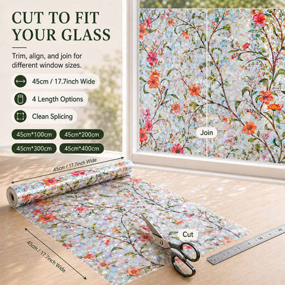 Floral Static Cling Window Film – No Glue, Added Privacy & Cut-to-Fit