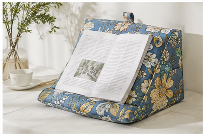 Gold Blue Floral Tablet Pillow Stand