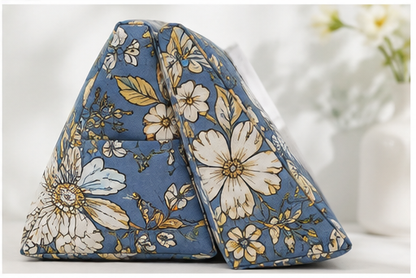 Gold Blue Floral Tablet Pillow Stand
